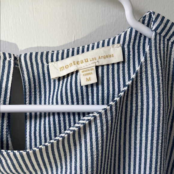 Monteau Striped Ruffle Sleeve Top - Picture 2 of 6
